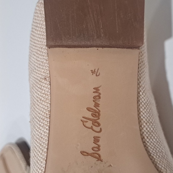 Sam Edelman Beige Textured Mules with Square Buckle - Picture 3 of 4